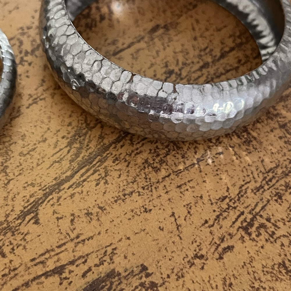 2 Beautiful Silver Tone Bangles - image 7